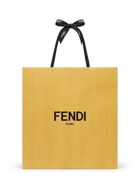 Fendi Mustard Yellow Gift Bag with Black Ribbon